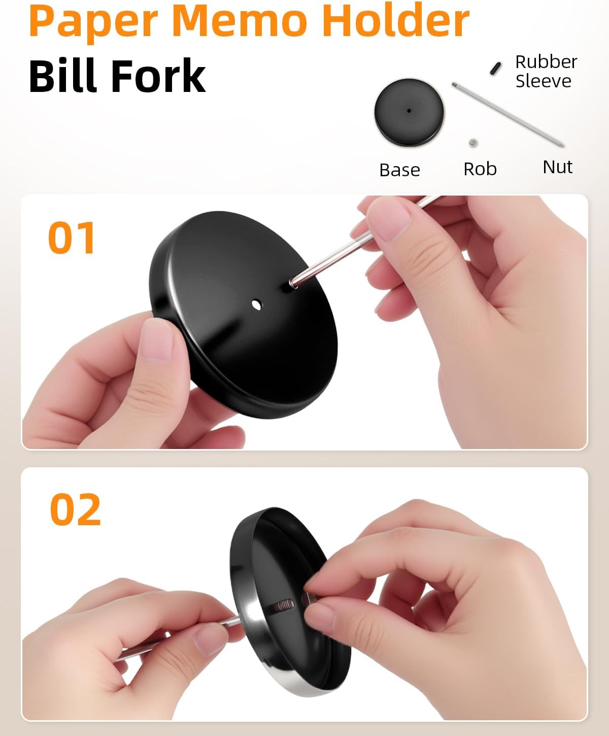 2 Pcs Desk Receipt Holder - Bill Fork Ticket Spike, Restaurant Check Spindle, Memo Holder Silver