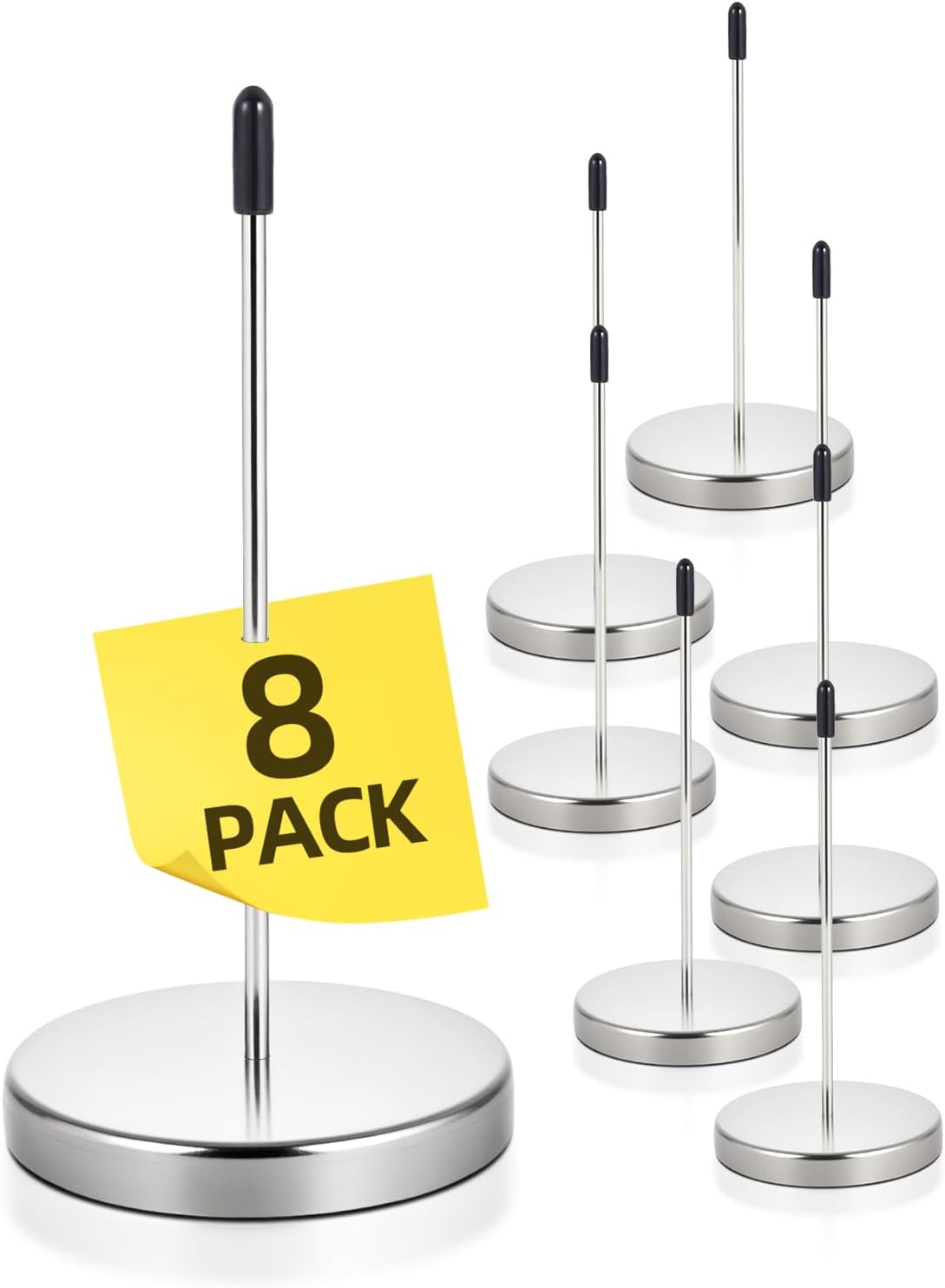 2 Pcs Desk Receipt Holder - Bill Fork Ticket Spike, Restaurant Check Spindle, Memo Holder Silver