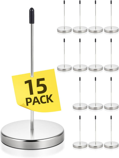 2 Pcs Desk Receipt Holder - Bill Fork Ticket Spike, Restaurant Check Spindle, Memo Holder Silver