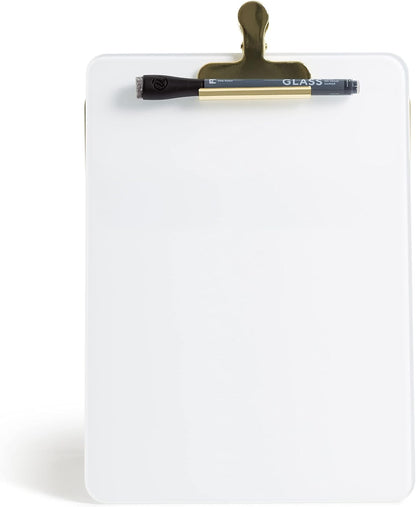 Desk Whiteboard Easel, Glass Dry Erase Board, Gold Wire Stand
