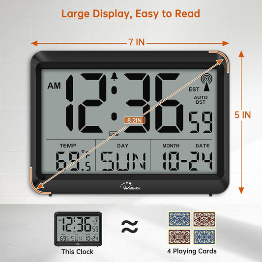 Self-Setting Atomic Digital Wall Clock with Auto DST
