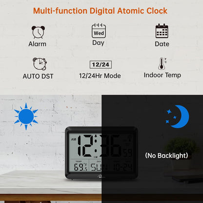 Self-Setting Atomic Digital Wall Clock with Auto DST