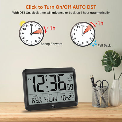 Self-Setting Atomic Digital Wall Clock with Auto DST