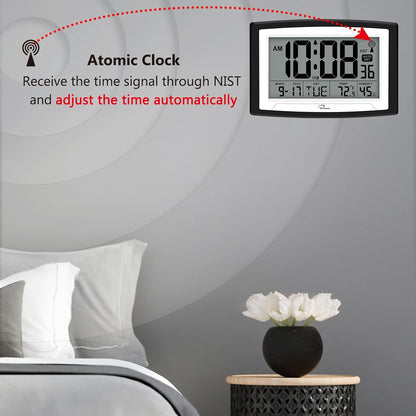 Self-Setting Atomic Digital Wall Clock with Auto DST
