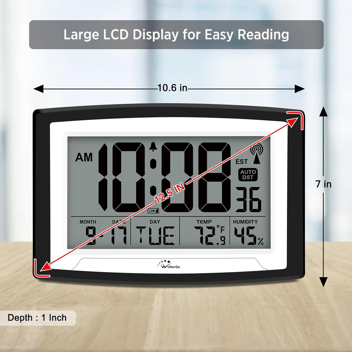 Self-Setting Atomic Digital Wall Clock with Auto DST