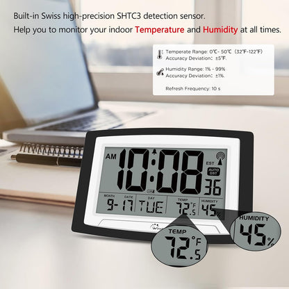 Self-Setting Atomic Digital Wall Clock with Auto DST
