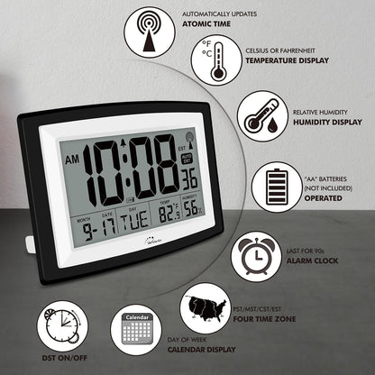 Self-Setting Atomic Digital Wall Clock with Auto DST
