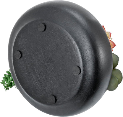 MyGift 8 Inch Round Artificial Succulent Plants in Gray Concrete Plant Bowl