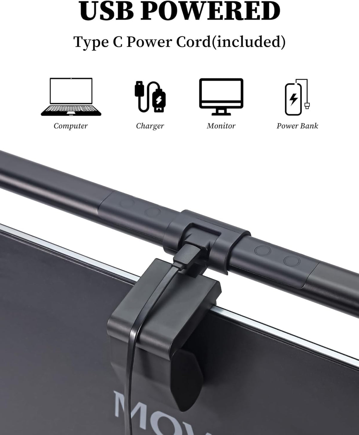 17.5" Monitor Light Bar for Flat & Curved Screens (0.3"-1.4"), Ultrawide Eye-Care Desk Lamp with Asymmetric No-Glare Light, Stepless Dimming, Premium Aluminum Screen Bar for Home Office