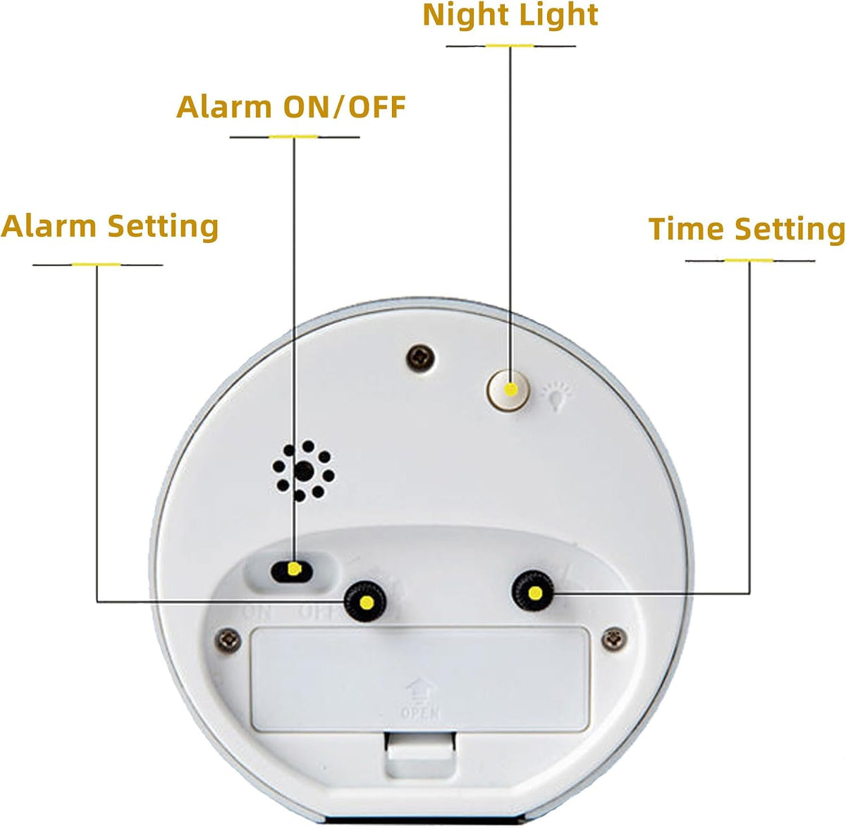 Alarm Clock with Backlight, 4 Inches White Desk Clock (White)