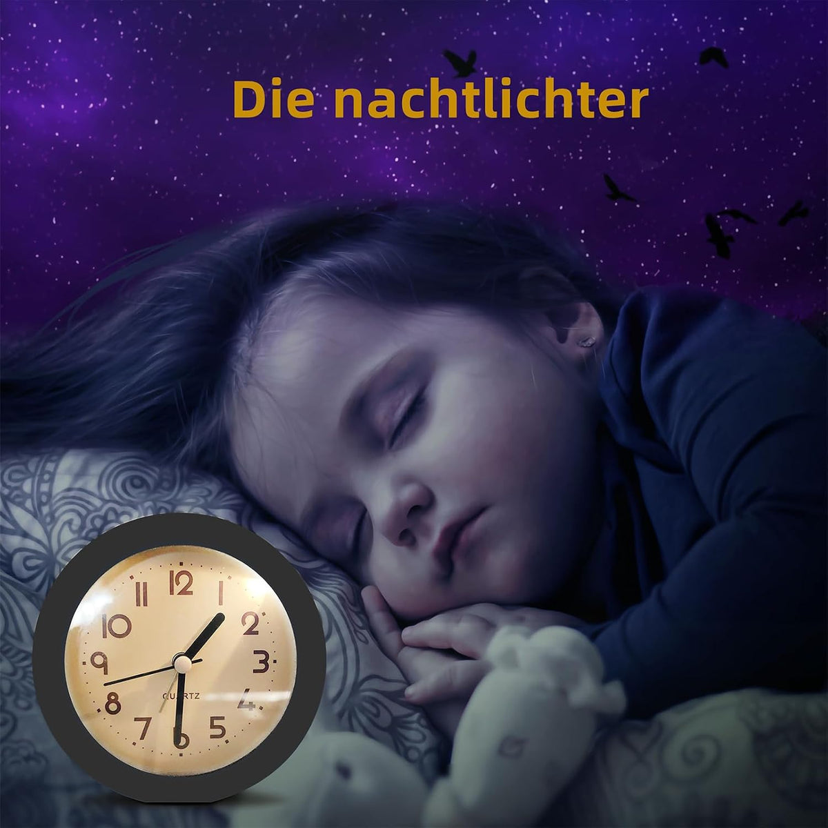 Alarm Clock with Backlight, 4 Inches White Desk Clock (White)