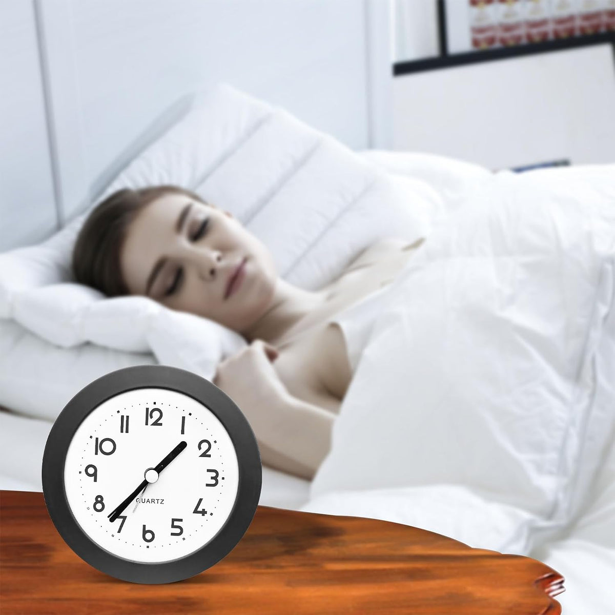 Alarm Clock with Backlight, 4 Inches White Desk Clock (White)