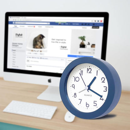 Alarm Clock with Backlight, 4 Inches White Desk Clock (White)