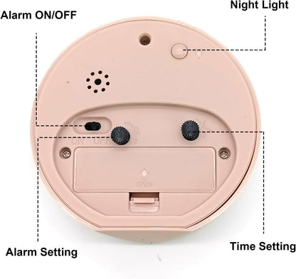 Alarm Clock with Backlight, 4 Inches White Desk Clock (White)