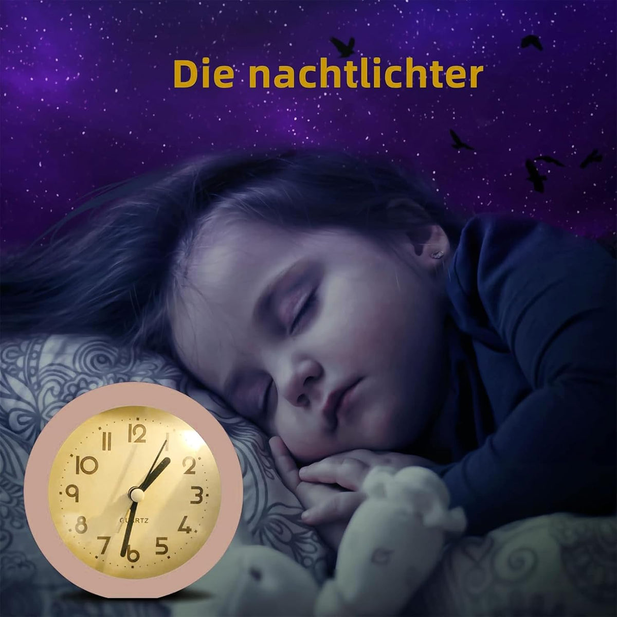 Alarm Clock with Backlight, 4 Inches White Desk Clock (White)