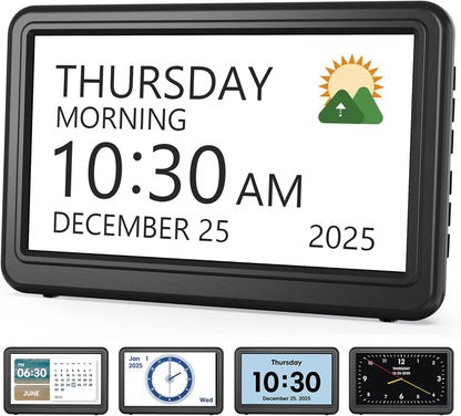 Clock with Day and Date for Elderly,7" Large Display Digital Calendar Clock