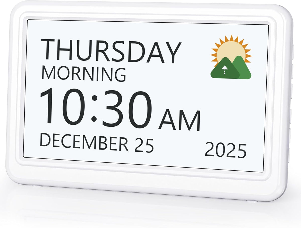 Clock with Day and Date for Elderly,7" Large Display Digital Calendar Clock
