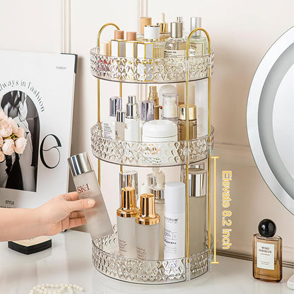 Large Capacity Rotating Makeup Organizer Perfume Stand Holder, 2 Tier Clear