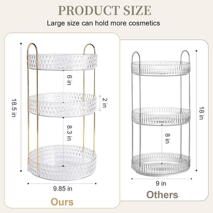 Large Capacity Rotating Makeup Organizer Perfume Stand Holder, 2 Tier Clear
