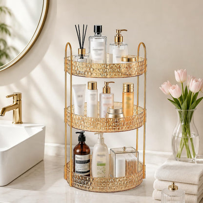 Large Capacity Rotating Makeup Organizer Perfume Stand Holder, 2 Tier Clear