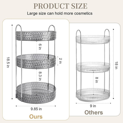 Large Capacity Rotating Makeup Organizer Perfume Stand Holder, 2 Tier Clear