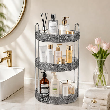 Large Capacity Rotating Makeup Organizer Perfume Stand Holder, 2 Tier Clear