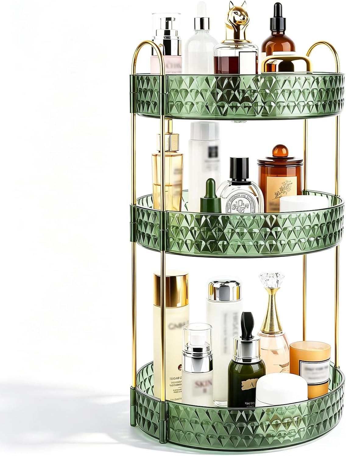 Large Capacity Rotating Makeup Organizer Perfume Stand Holder, 2 Tier Clear