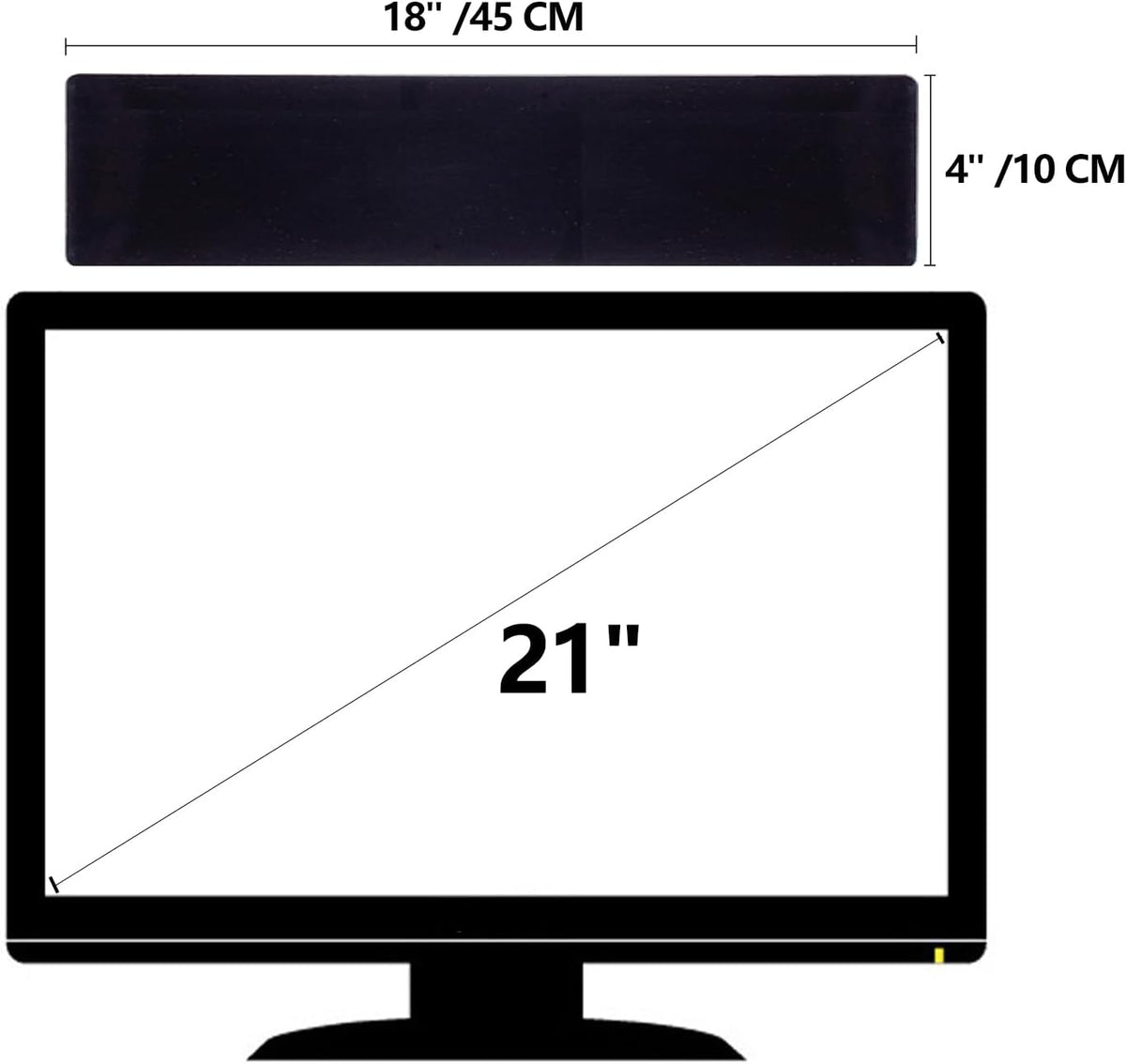 Black Monitor Memo Board Top Mount,18" Monitor Sticky Note Holder,Sticky Boards,Message Board for Computer Monitors…