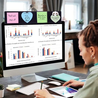 Black Monitor Memo Board Top Mount,18" Monitor Sticky Note Holder,Sticky Boards,Message Board for Computer Monitors…