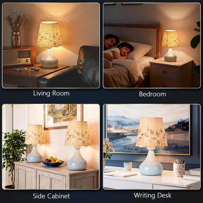 Green Small Touch Control Table Lamp for Bedroom,Green Bedside Lamps for Nightstand,Cute Mini Small Table Lamps for Small Spaces with Scalloped Shade for Kitchen Counter,Bookshelf,Living Room