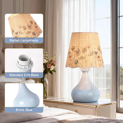 Green Small Touch Control Table Lamp for Bedroom,Green Bedside Lamps for Nightstand,Cute Mini Small Table Lamps for Small Spaces with Scalloped Shade for Kitchen Counter,Bookshelf,Living Room
