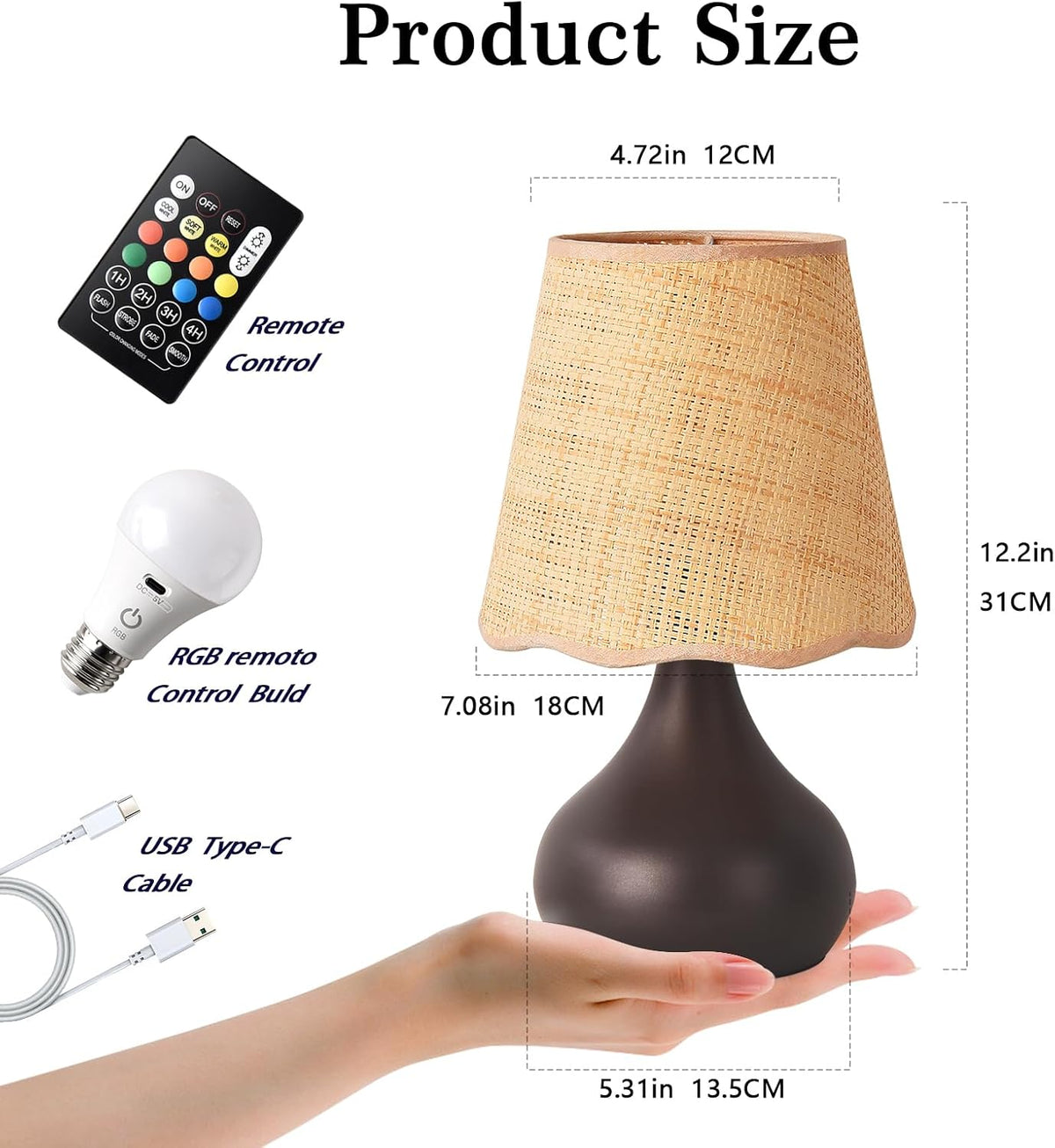 Green Small Touch Control Table Lamp for Bedroom,Green Bedside Lamps for Nightstand,Cute Mini Small Table Lamps for Small Spaces with Scalloped Shade for Kitchen Counter,Bookshelf,Living Room