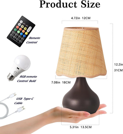 Green Small Touch Control Table Lamp for Bedroom,Green Bedside Lamps for Nightstand,Cute Mini Small Table Lamps for Small Spaces with Scalloped Shade for Kitchen Counter,Bookshelf,Living Room