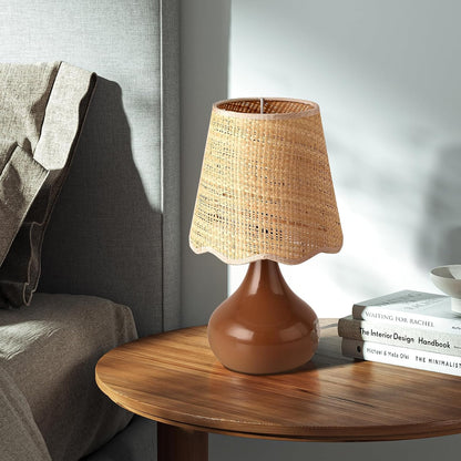 Green Small Touch Control Table Lamp for Bedroom,Green Bedside Lamps for Nightstand,Cute Mini Small Table Lamps for Small Spaces with Scalloped Shade for Kitchen Counter,Bookshelf,Living Room