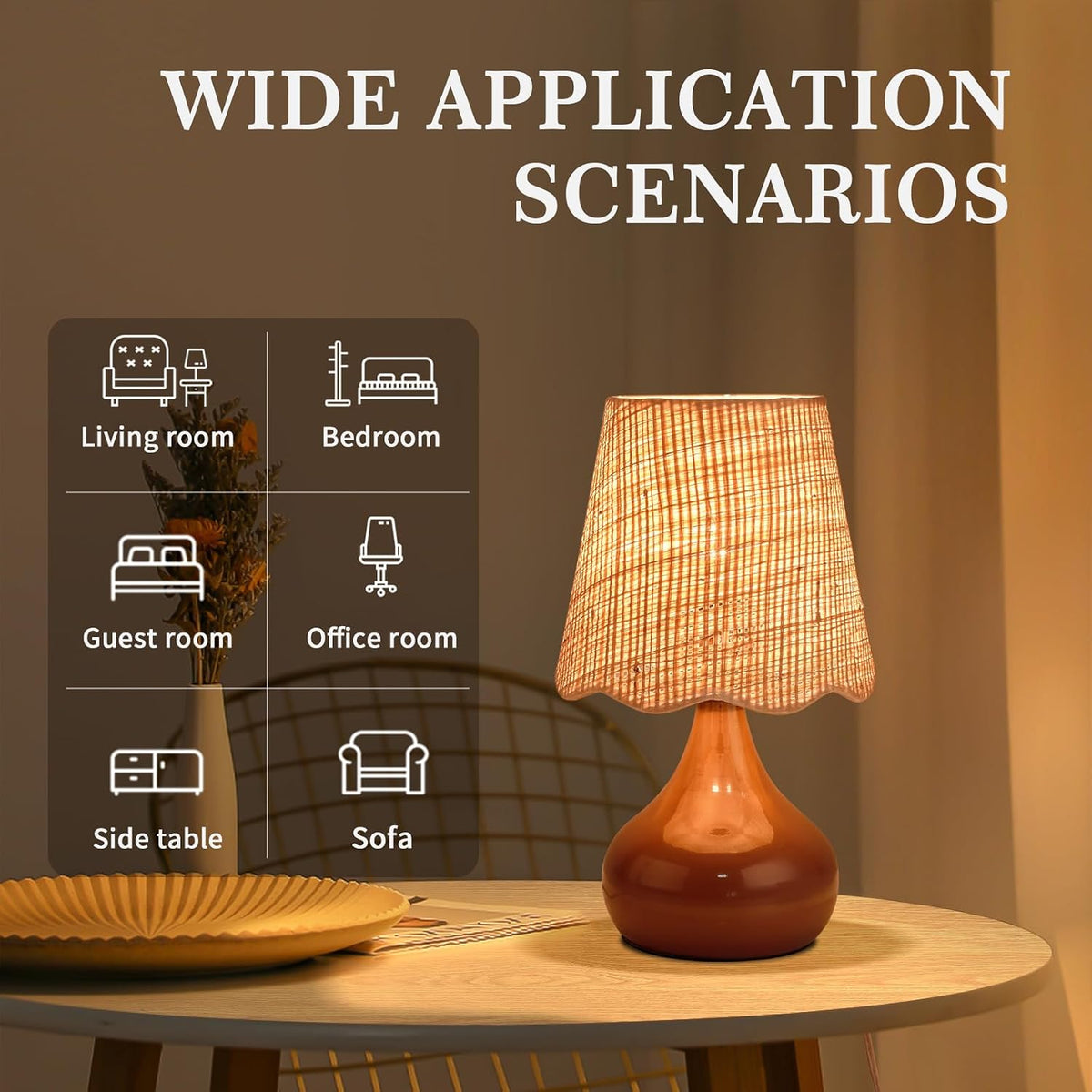 Green Small Touch Control Table Lamp for Bedroom,Green Bedside Lamps for Nightstand,Cute Mini Small Table Lamps for Small Spaces with Scalloped Shade for Kitchen Counter,Bookshelf,Living Room