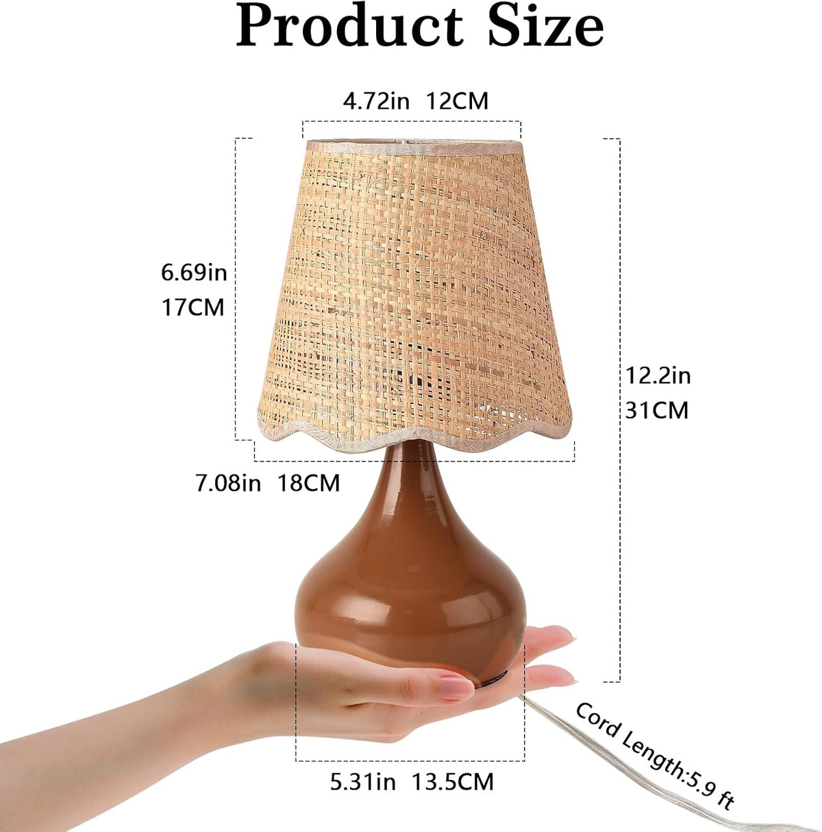 Green Small Touch Control Table Lamp for Bedroom,Green Bedside Lamps for Nightstand,Cute Mini Small Table Lamps for Small Spaces with Scalloped Shade for Kitchen Counter,Bookshelf,Living Room