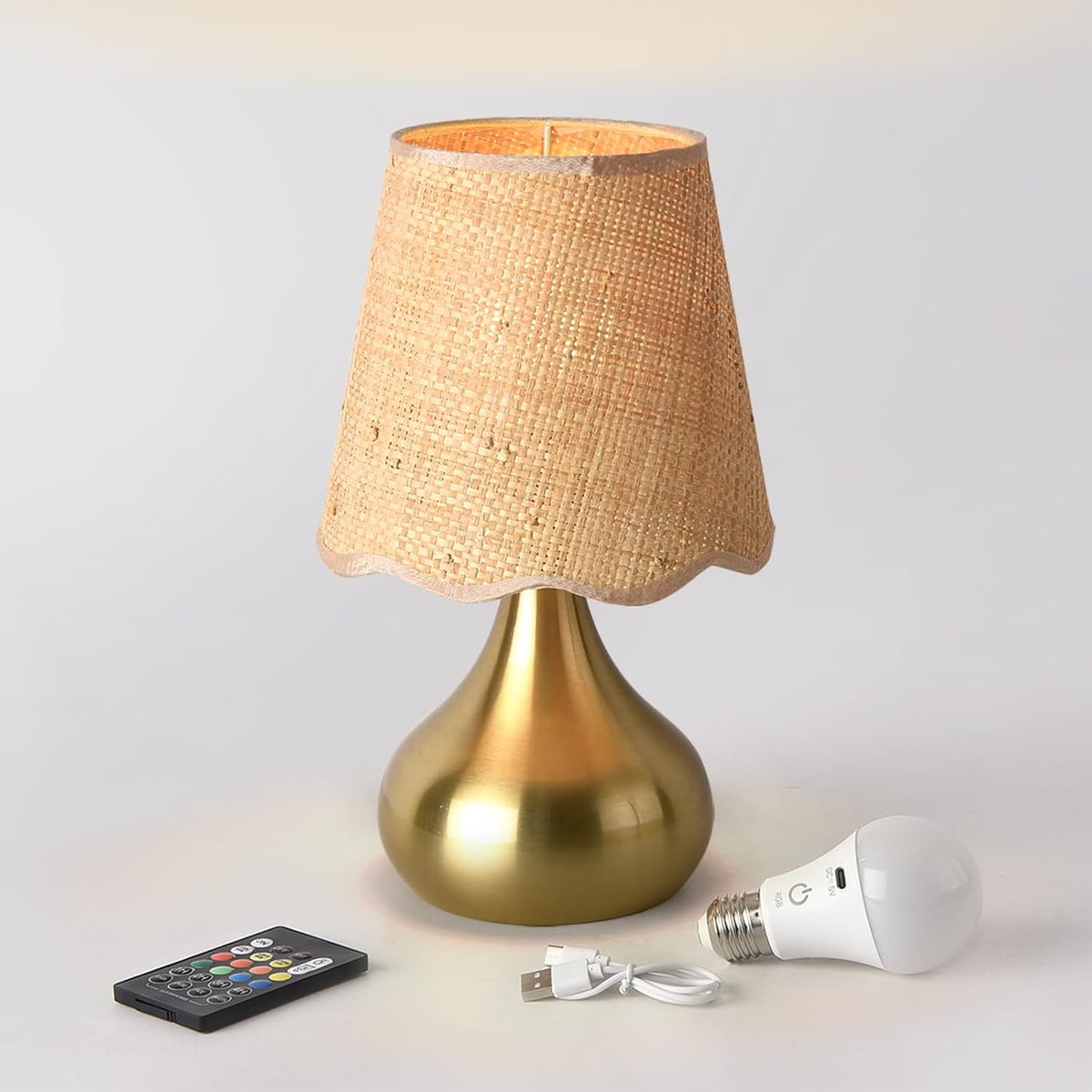 Green Small Touch Control Table Lamp for Bedroom,Green Bedside Lamps for Nightstand,Cute Mini Small Table Lamps for Small Spaces with Scalloped Shade for Kitchen Counter,Bookshelf,Living Room