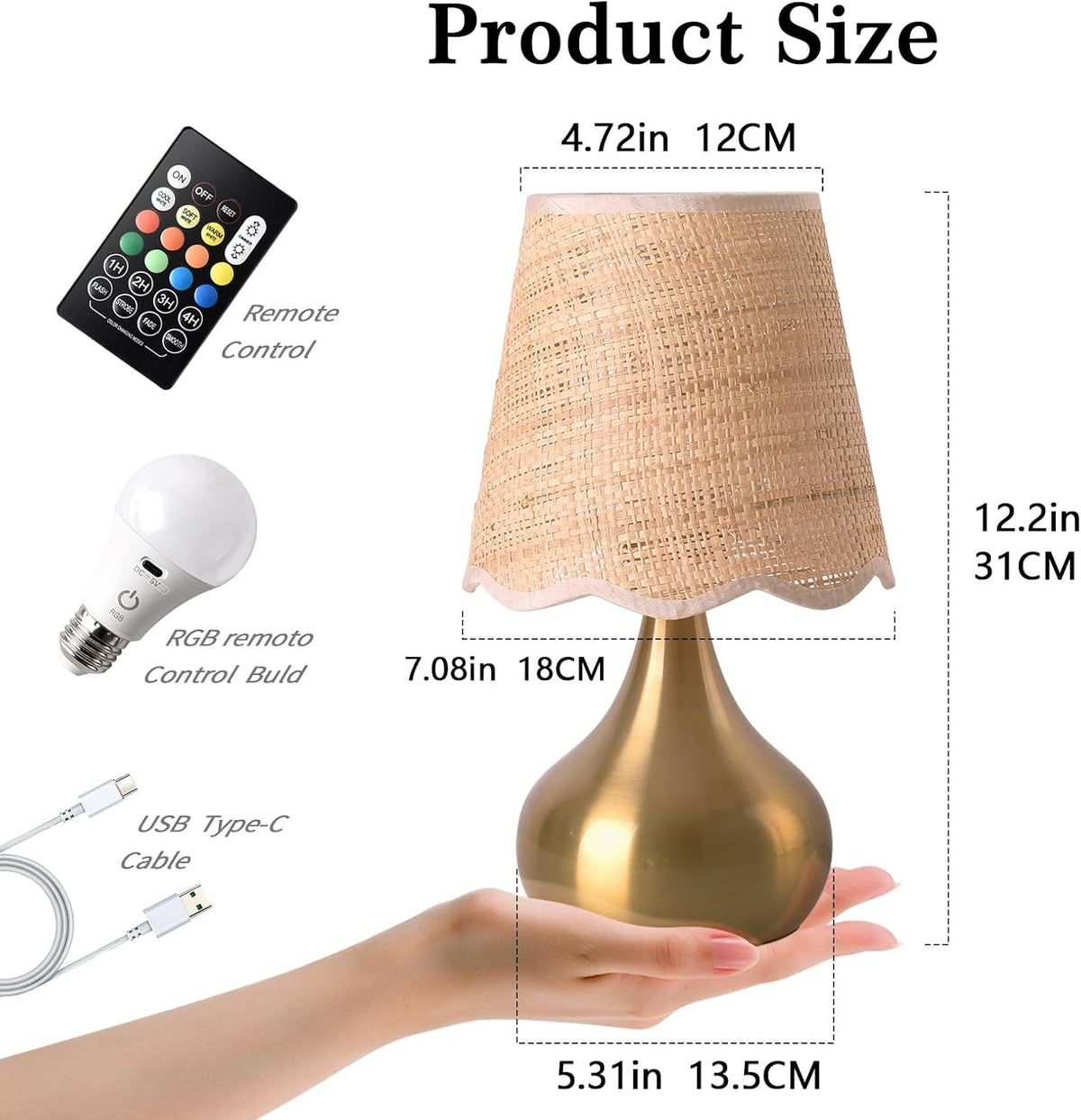 Green Small Touch Control Table Lamp for Bedroom,Green Bedside Lamps for Nightstand,Cute Mini Small Table Lamps for Small Spaces with Scalloped Shade for Kitchen Counter,Bookshelf,Living Room