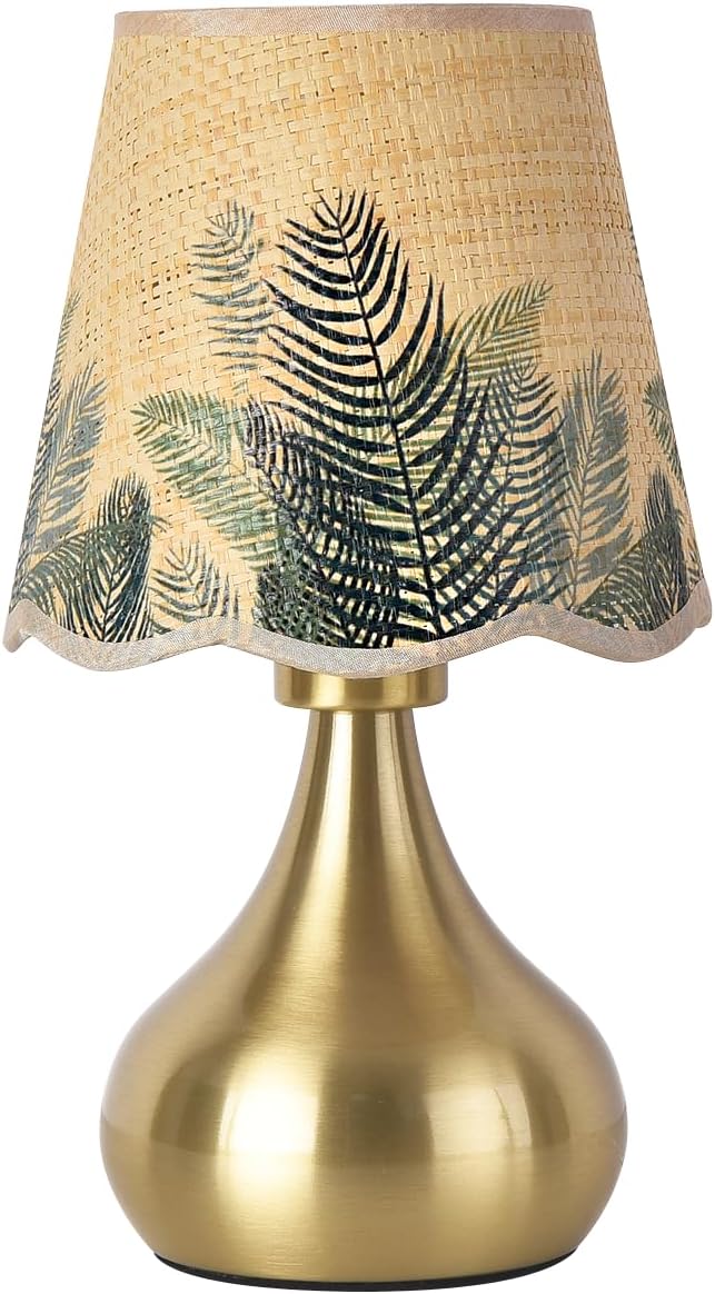 Green Small Touch Control Table Lamp for Bedroom,Green Bedside Lamps for Nightstand,Cute Mini Small Table Lamps for Small Spaces with Scalloped Shade for Kitchen Counter,Bookshelf,Living Room