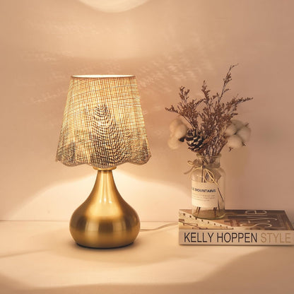 Green Small Touch Control Table Lamp for Bedroom,Green Bedside Lamps for Nightstand,Cute Mini Small Table Lamps for Small Spaces with Scalloped Shade for Kitchen Counter,Bookshelf,Living Room