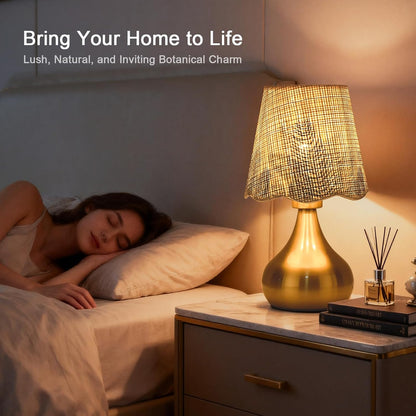 Green Small Touch Control Table Lamp for Bedroom,Green Bedside Lamps for Nightstand,Cute Mini Small Table Lamps for Small Spaces with Scalloped Shade for Kitchen Counter,Bookshelf,Living Room