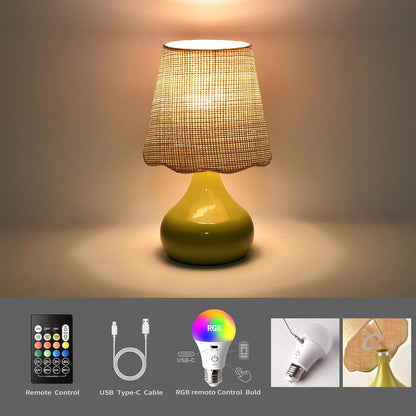 Green Small Touch Control Table Lamp for Bedroom,Green Bedside Lamps for Nightstand,Cute Mini Small Table Lamps for Small Spaces with Scalloped Shade for Kitchen Counter,Bookshelf,Living Room