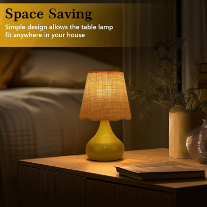 Green Small Touch Control Table Lamp for Bedroom,Green Bedside Lamps for Nightstand,Cute Mini Small Table Lamps for Small Spaces with Scalloped Shade for Kitchen Counter,Bookshelf,Living Room