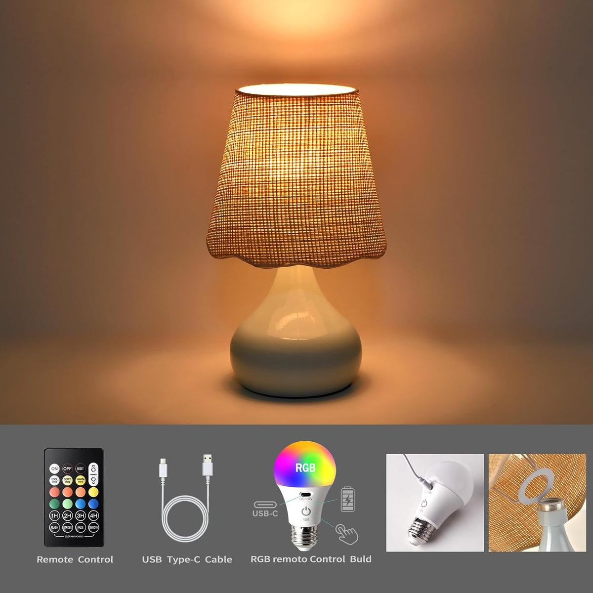 Green Small Touch Control Table Lamp for Bedroom,Green Bedside Lamps for Nightstand,Cute Mini Small Table Lamps for Small Spaces with Scalloped Shade for Kitchen Counter,Bookshelf,Living Room
