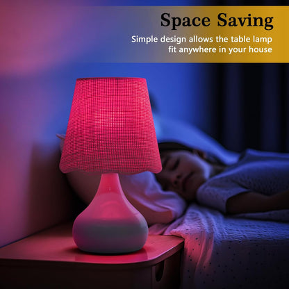 Green Small Touch Control Table Lamp for Bedroom,Green Bedside Lamps for Nightstand,Cute Mini Small Table Lamps for Small Spaces with Scalloped Shade for Kitchen Counter,Bookshelf,Living Room