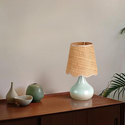Green Small Touch Control Table Lamp for Bedroom,Green Bedside Lamps for Nightstand,Cute Mini Small Table Lamps for Small Spaces with Scalloped Shade for Kitchen Counter,Bookshelf,Living Room