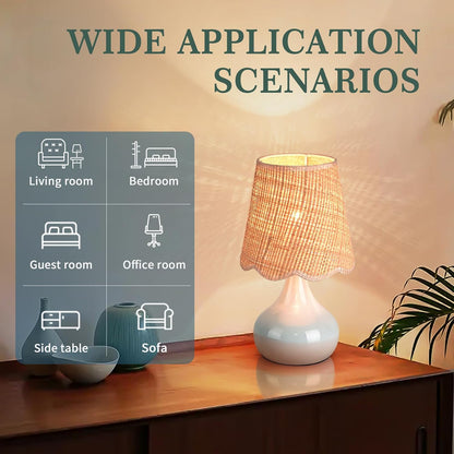 Green Small Touch Control Table Lamp for Bedroom,Green Bedside Lamps for Nightstand,Cute Mini Small Table Lamps for Small Spaces with Scalloped Shade for Kitchen Counter,Bookshelf,Living Room