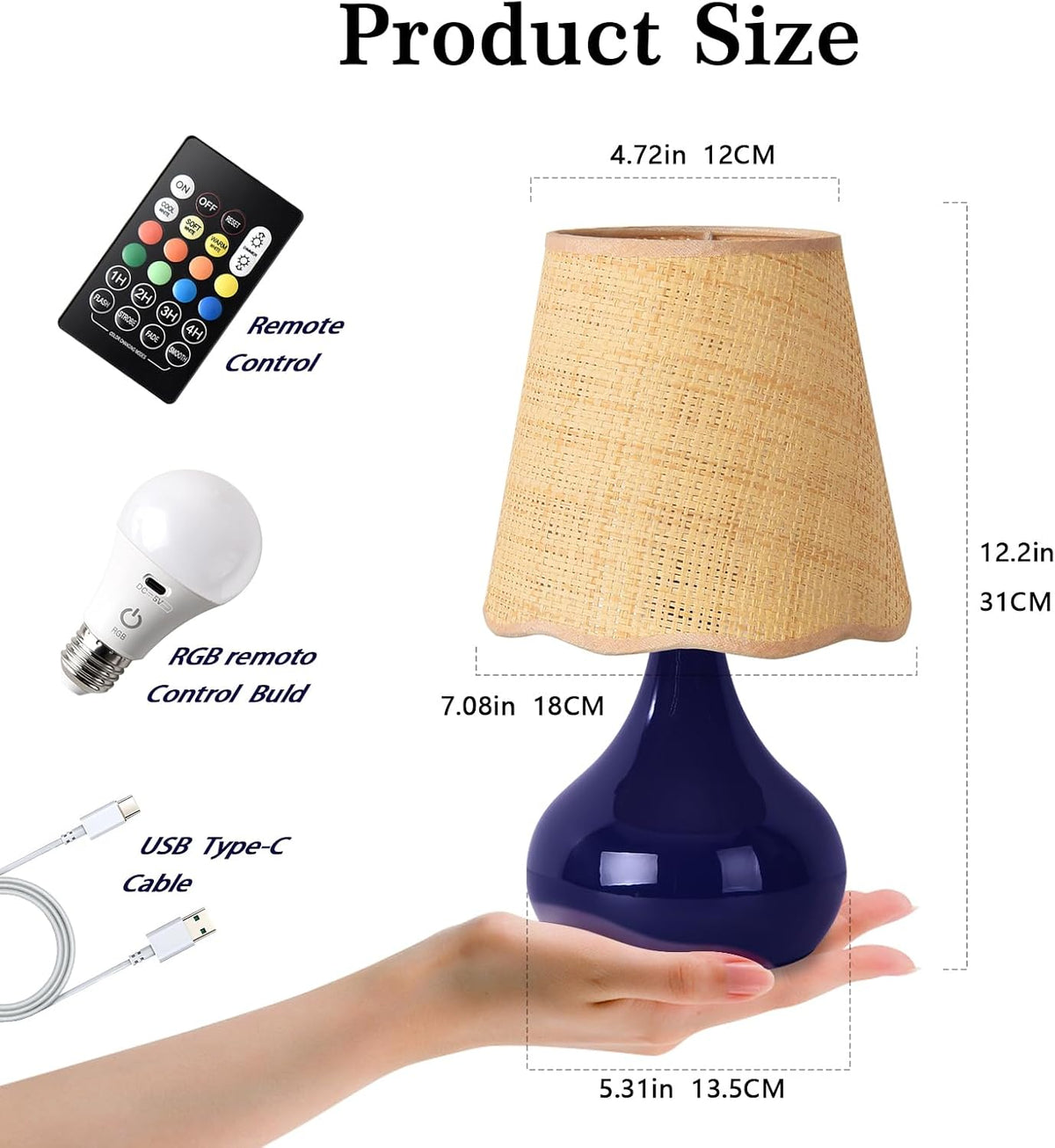 Green Small Touch Control Table Lamp for Bedroom,Green Bedside Lamps for Nightstand,Cute Mini Small Table Lamps for Small Spaces with Scalloped Shade for Kitchen Counter,Bookshelf,Living Room