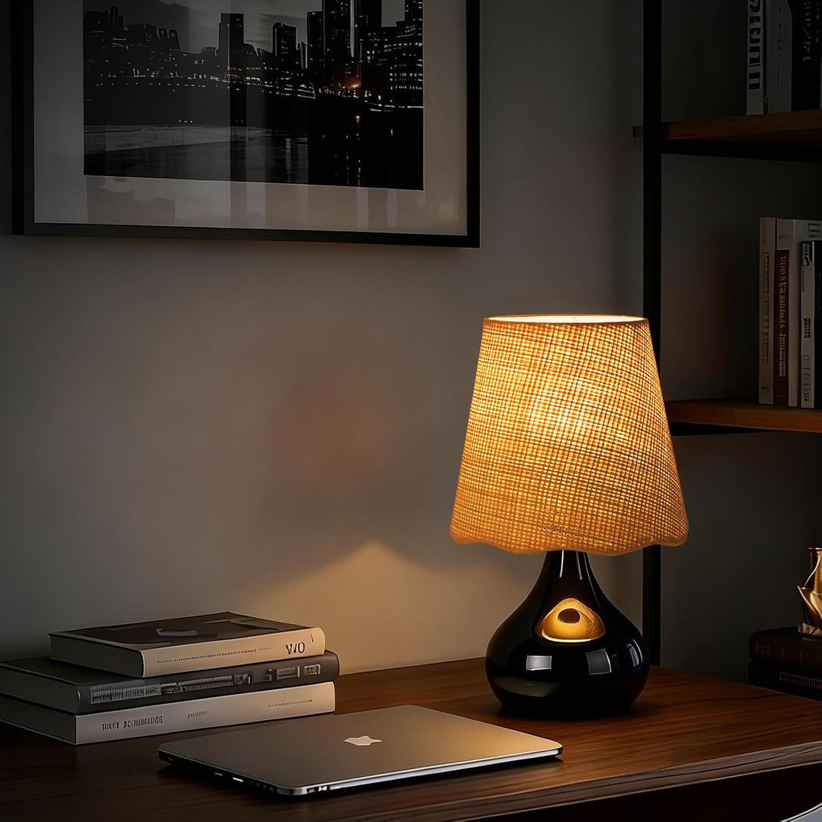 Green Small Touch Control Table Lamp for Bedroom,Green Bedside Lamps for Nightstand,Cute Mini Small Table Lamps for Small Spaces with Scalloped Shade for Kitchen Counter,Bookshelf,Living Room