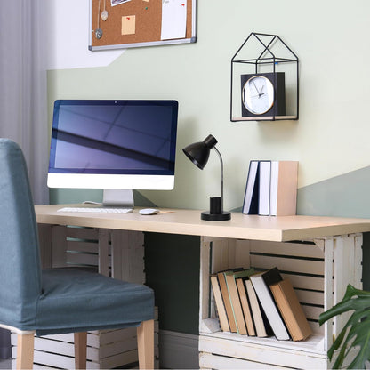 LD1076-BLK 16.22" Sleek Essentials Adjustable Metal Desk Task Lamp with Organizer Compartment, Modern Task Lighting for Office, Desk, Nightstand, Dorm, Black